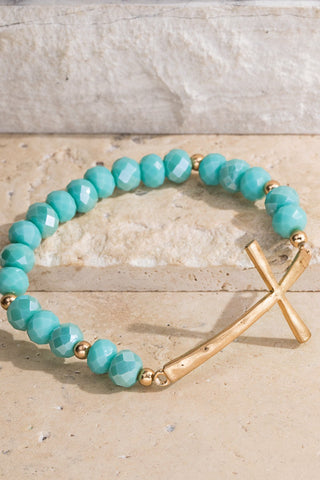 Hammered Metal Cross Bracelet